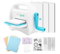 CraftGenes Mini Die Cutting and Embossing Machine with Starter Kit, 8.5 cm (3.5") Feed Slot for 3" Paper, Includes 24 Accessories for DIY Crafts, Card Making & Scrapbooking(Blue)