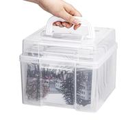 CraftGenes Photo Organizers and Storage 5x7 with Handle, 6 Inner Plastic Photo Storage Box, Dustproof Picture Containers for Index Cards, Stamps, Crafts, Seeds, Sticker Storage