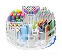 CraftGenes Rotating Desk Organizer, 360° Acrylic Pen Organizer for Desk with 7 Removable Compartments, Extra-Large Pen Holder for Office Supplies, Markers, and Art Supplies, Clear Pencil Holder