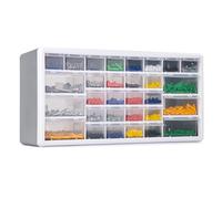 CraftGenes Screw Storage Organiser, 30 Drawers, Small Parts Cabinet, Grey | KEEP SMALL HARDWARE ORGANISED: 24 small and 6 large clear drawers help you find screws, fixings and DIY parts faster.