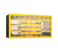 CraftGenes Screw Storage Organiser, 30 Drawers, Small Parts Cabinet, Yellow | BRIGHTEN YOUR CRAFT SPACE: 24 small and 6 large clear drawers keep beads, buttons and sewing supplies easy to find.