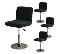 Crafthaven Bar Stool Covers Set, Stretch Washable Bar Stool Chair Covers with Backs,Removable Square Seat Stool Cover for Short Rotating Dining Chair Counter Stool Pub (4, Black)