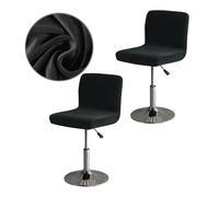 Crafthaven Bar Stool Covers Set, Stretch Washable Bar Stool Chair Covers with Backs,Removable Square Seat Stool Cover for Short Rotating Dining Chair Counter Stool Pub (2, Black)
