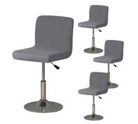 Crafthaven Bar Stool Covers Set, Stretch Washable Bar Stool Chair Covers with Backs,Removable Square Seat Stool Cover for Short Rotating Dining Chair Counter Stool Pub (4, Grey)