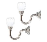 CRAFTHROU 1 Pair Silver Crystal Curtain Tiebacks with Classical Shape, Alloy and Crystal Material, Firm and Good Hand Feeling, Elegant Home Curtain Hooks for Window Decoration