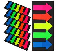 CRAFTHROU 10 Sets of Arrow Shaped Plastic Page Markers Memo Stickers for Books, Re-stickable Classified Index Stickers, Student Reading Accessories for Organising Notes