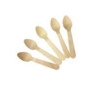 CRAFTHROU 100pcs Disposable Wooden Spoons Strong and Sturdy Dessert Spoons for Ice Cream and Pudding for Family Gatherings and Weddings Eco-Friendly Wooden Cutlery