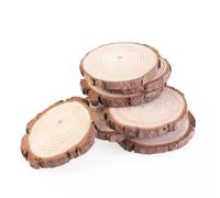 CRAFTHROU 10pcs -9cm Mini Wood Log Slices Discs for DIY Crafts and Wedding Decorative Ideas, Fine Polishing on Both Sides, Natural Timber Material, for Table Numbers and Creative Projects