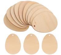 CRAFTHROU 10pcs Egg Shape Wood Crafts with Hole for DIY and Craft Projects, Wooden Egg Shaped Cutouts that Can be Glittered and Hung, for Christmas Ornaments and Wood Pieces Decoration