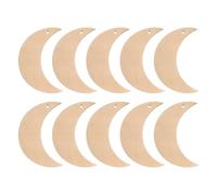 CRAFTHROU 10pcs Moon Shape Wooden Chip with Smooth Surface and Blank Sides for DIY Ideas and Hanging Decorations, Natural Wood Material for Window Art and Tree Ornaments