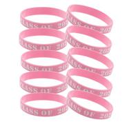 CRAFTHROU 10pcs Pink Silicone Graduation Party Wristbands for Graduate Students Stylish and Unique Graduation Bracelet Accessories that Maintain Shape and Do Not Break Easily Decorative