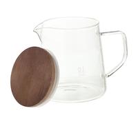 CRAFTHROU 1pc Multi-Purpose Transparent Glass Kettle with Acacia Wood Lid Heat and Cold Resistant Coffee and Tea Pot for Home Use Easy Pour Pitcher for Hot and Cold Beverages