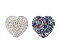 CRAFTHROU 2 Pcs Stainless Steel Heart-shaped Rhinestone Fridge Magnets with Smooth round Shape Magnetic Design, Beautiful Home Refrigerator Stickers for Kitchen and Dryers