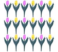 CRAFTHROU 20pcs Artificial Tulips Garden Fence for Outdoors with Wear-Resistant PVC Material and Realistic Tulip Design Versatile Application for Lawns and Orchards Decor