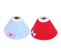 CRAFTHROU 2pcs Adjustable Polar Fleece Pet Bird Collar with Bow Embellishment, Multifunctional Anti-scratch Neckwear for Parrots, for Pet Grooming and Partial Care Random Color