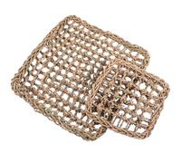 CRAFTHROU 2pcs Beige Grass Mat Rabbit Bunny Bedding Chew Made from Natural Grass, Dental Health, Suitable as Cage Ground Pad for Small Pets