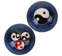 CRAFTHROU 2pcs Blue Chinese Hand Exercise Balls with Built-in Bell and Enamel Material for Hand Therapy and Stress Relief, Easy to Carry Fitness Massage Balls for Seniors and Adults