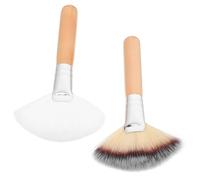 CRAFTHROU 2pcs Fluffy Makeup Brush Set for Facial Face Makeup Featuring No Shedding Nylon Bristles and Wooden Handles for Blush Brush Cheeks and Gentle on Skin
