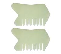 CRAFTHROU 2pcs Light Green Jade Scalp Massaging Combs Portable Hairbrush Set to Stimulate Scalp and Enhance Relaxation for Home Use