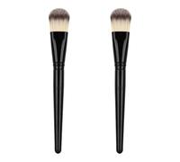 CRAFTHROU 2pcs Mud Mask Applicator Brush Set Nylon Bristles for Precise Application and Firm Spreading, Black Plastic Handle for DIY Mask Use