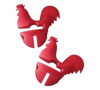 CRAFTHROU 2pcs Silicone Pot Lid Lifters in Red Chicken Shape, Heat Resistant Kitchen Accessories with Spill Stopper and Lid Elevation Features, for Home Cooking and Baking