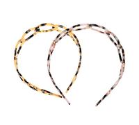 CRAFTHROU 2pcs Tortoiseshell Acrylic Hair Hoop Head Bands with Hollow out Teeth Design, Lightweight Non-slip Hair Accessories for Everyday Wear and Photo Shoots Random Color