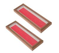 CRAFTHROU 2pcs Traditional Wooden Shadow Box Frames with Glass and Density Board, Elegant Chinese Style Picture Frames for Calligraphy Art and Memory Photos, for Artful Gallery and Creative
