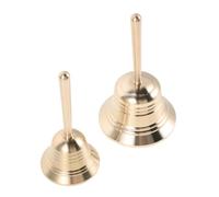 CRAFTHROU 2pcs Vintage Brass Hand Call Bell with Crisp Sound and Easy Operation, Solid Metal Handbell for Home Decoration, Shop Use, and Pet Training
