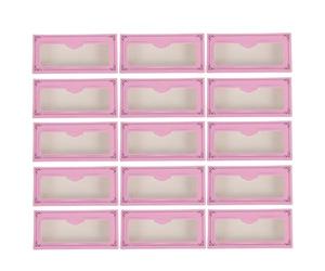 CRAFTHROU 30pcs Pink Paper Eyelash Boxes False Lash Case with Enough Space to Keep False Eyelashes in Place, Portable Storage Box for Organising Thick and Wispy Lashes