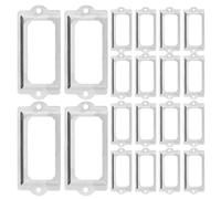CRAFTHROU 30pcs Vintage Metal Label Holder Frame for Drawer and File Cabinet, Silver Iron Name Card Holder for Office Storage Organization and Meeting Rooms, 2.8x1.3 Inches, Easy File