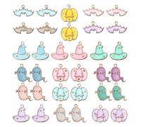 CRAFTHROU 34 Pcs Halloween DIY Alloy Pendants Pumpkin Hat Bat Ghost Charms for Jewelry Making, Easy to Use, Not Easy to Fade, to Decorate Your Bag or Create Unique Bracelets
