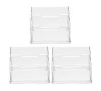 CRAFTHROU 3pcs Plastic Business Card Holders Desktop Cards Container with Large Capacity and Simple Design to Keep Desktop Neat and Tidy for Office Use