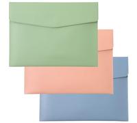 CRAFTHROU 3pcs Waterproof Pu Leather Document Folder with Snap Button Closure and Flap Cover, A4 Size Business Document Holder, Moisture-Proof Portfolio Envelope for Formal Meetings