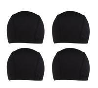CRAFTHROU 4 Pcs Black Wig Dome Caps for Women and Men, Stretchable Hairnets Made of Breathable Spandex and Polyester, Designed for Wig Making and Hip Hop Activities with Secure Fit for Short