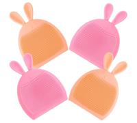 CRAFTHROU 4pcs Cartoon Silicone Face Cleansing Brush Gentle Face Scrubber for Deep Cleaning and Massage Soft Silicone Facial Brush for Oily Skin Suitable for Home and Travel Use