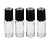 CRAFTHROU 4pcs Ml Glass Refillable Roll-on Bottle for Essential Oils and Other Liquids, Disassemblable Empty Bottle with Black Cap, Portable for Traveling and Home Use
