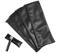 CRAFTHROU 4pcs Pu Leather Microphone Storage Bags with Zipper, Protects Microphones from Water and Scratch, Portable Mic Pouch Set for Travel and Live Performances
