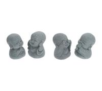 CRAFTHROU 4pcs Small Buddha Figurines Set Featuring Zen Monk Decorations Made of Resin and Green Sandstone, Buddha Ornaments for The Home to Promote Tranquility and Mindfulness as Room