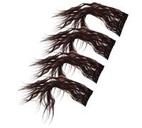 CRAFTHROU 4pcs Wavy Hair Toppers for Women Clip-in Hair Extensions with Soft Realistic Texture and Invisible Volume, Curly Synthetic Hairpieces for Daily Looks and Parties, Natural Dark
