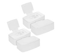 CRAFTHROU 4pcs Wet Wipes Box Portable Refillable Wipes Box Holder Portable Pp White with Lid Home Living Room Desk Use One-handed Dispensing