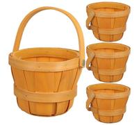 CRAFTHROU 4pcs Wooden Berry Baskets with Reinforced Handles and Multiple Internal Dividers, Rustic Brown Mini Baskets for Sturdy Build and Organised Storage, for School Events and Festive