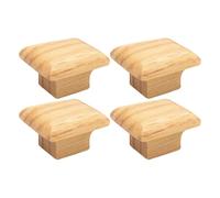CRAFTHROU 4pcs Wooden Cabinet Handle Drawer Pull Knobs with Smooth Surface Treatment and Simple Generous Modelling, Sturdy Furniture Accessory for Shoes Cabinet and Drawer in Khaki Colour