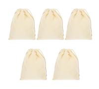 CRAFTHROU 5pcs Cotton Drawstring Storage Bags White Canvas Pouches Easy to Dry and Nice for Painting for DIY Festival and Teaching Your Drawing