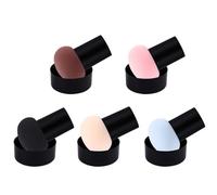 CRAFTHROU 5pcs Mushroom Shape Powder Puff Set for Home and Professional Use, Super Soft Plastic and Sponge Makeup Applicator to Create Make-up with Dry and Wet Dual-use Function Random Color