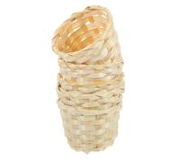 CRAFTHROU 5pcs Small Wicker Basket with Handle Handmade Bamboo Woven Storage Basket Set Versatile and Safe for Fruits and Desserts for Picnic and Home Use
