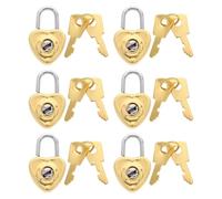 CRAFTHROU 6 Sets Mini Heart Cute Diary Padlocks Made of Zinc Alloy and Iron, Portable Small Heart-Shaped Decorative Locks Suitable and Diaries