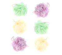 CRAFTHROU 6pcs Bath Mesh Poufs Shower Sponge Body Scrubber Bathing Accessories Pe Material Wipes Excess Oil Helps Skin Breathe for Daily Life Use