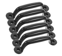 CRAFTHROU 6pcs Furniture Drawer Handle Vintage Iron Cupboard Pulls Black Surface Mounted Easy Install for Cupboard Wardrobe Bedroom Kitchen