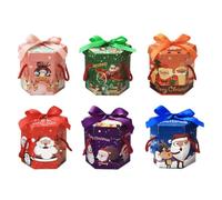 CRAFTHROU 6pcs Hexagon Paper Candy Storage Boxes for Christmas and Cookies Classic Christmas Pattern Design Wedding Table Decoration Holder