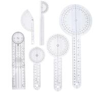 CRAFTHROU 6pcs Plastic Spinal Goniometer Physiotherapy Set with 360 Degree Angle Ruler and Protractor for Patient's Joints and Limb Measurement, Easy to Carry with Reading for Home